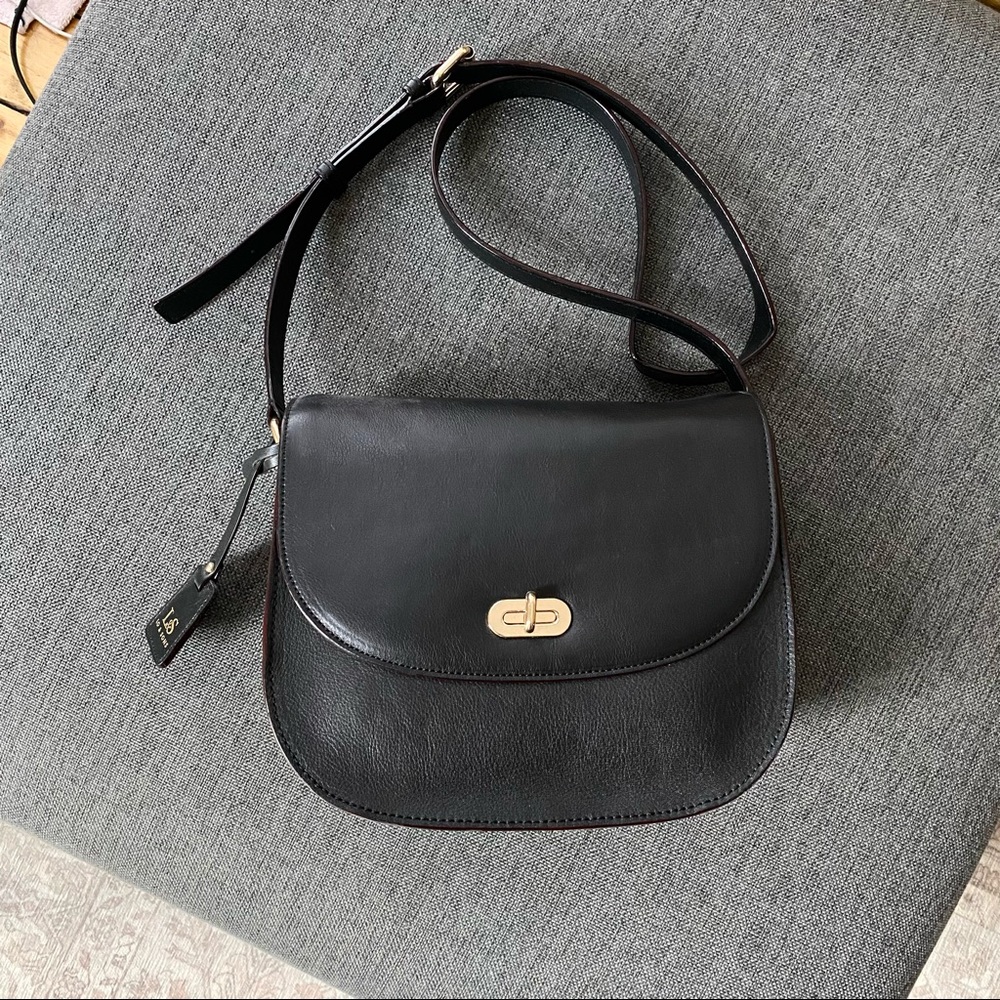 NWOT Lo & Sons Claremont Black Leather Camera Crossbody Bag